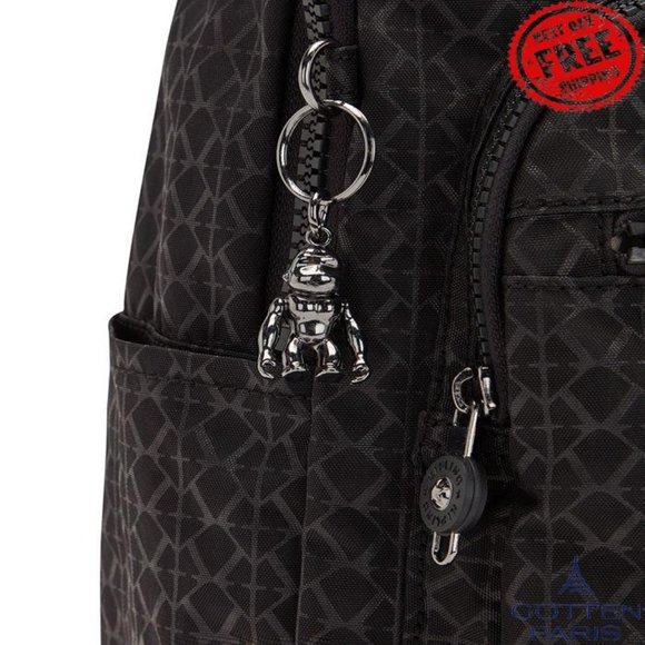 Kipling Seoul Medium Nylon Tablet Zippered Backpack Signature Emb Women's Bag - Picture 5 of 9